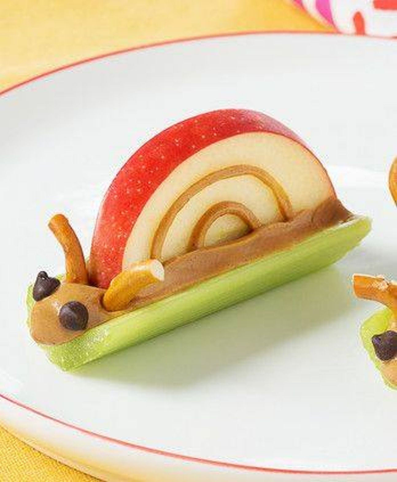 Cute Healthy Snacks
 Caterpillar snack Celery apple peanut butter pretzel