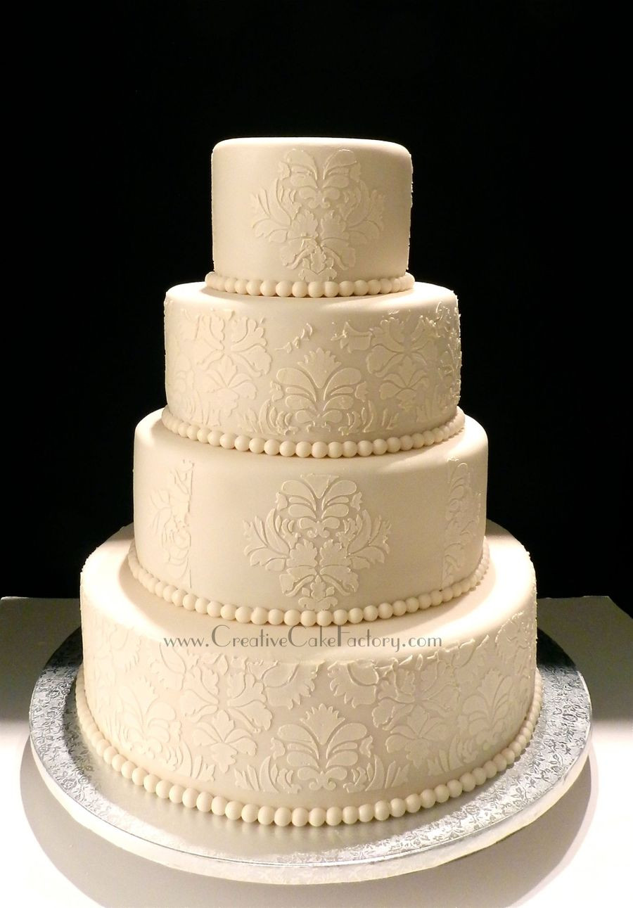 Damask Wedding Cakes
 Ivory Damask Wedding Cake CakeCentral