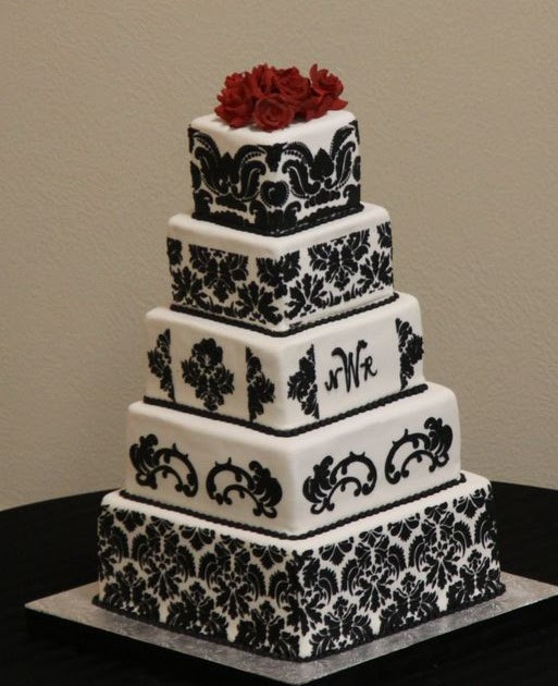 Damask Wedding Cakes
 Wedding Cakes Square Damask Wedding Cakes