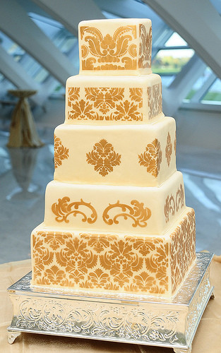 Damask Wedding Cakes
 Wedding Cakes Yellow Damask Wedding Cakes