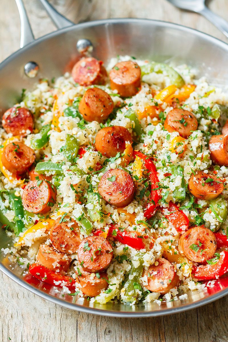 Delicious Healthy Dinners
 Cauliflower Fried Rice with Sausage and Peppers — Eatwell101