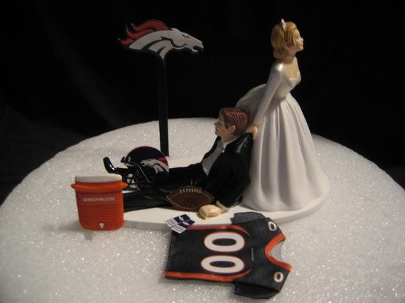 Denver Wedding Cakes
 Denver Broncos Wedding Cake Topper Bride Groom by finsnhorns