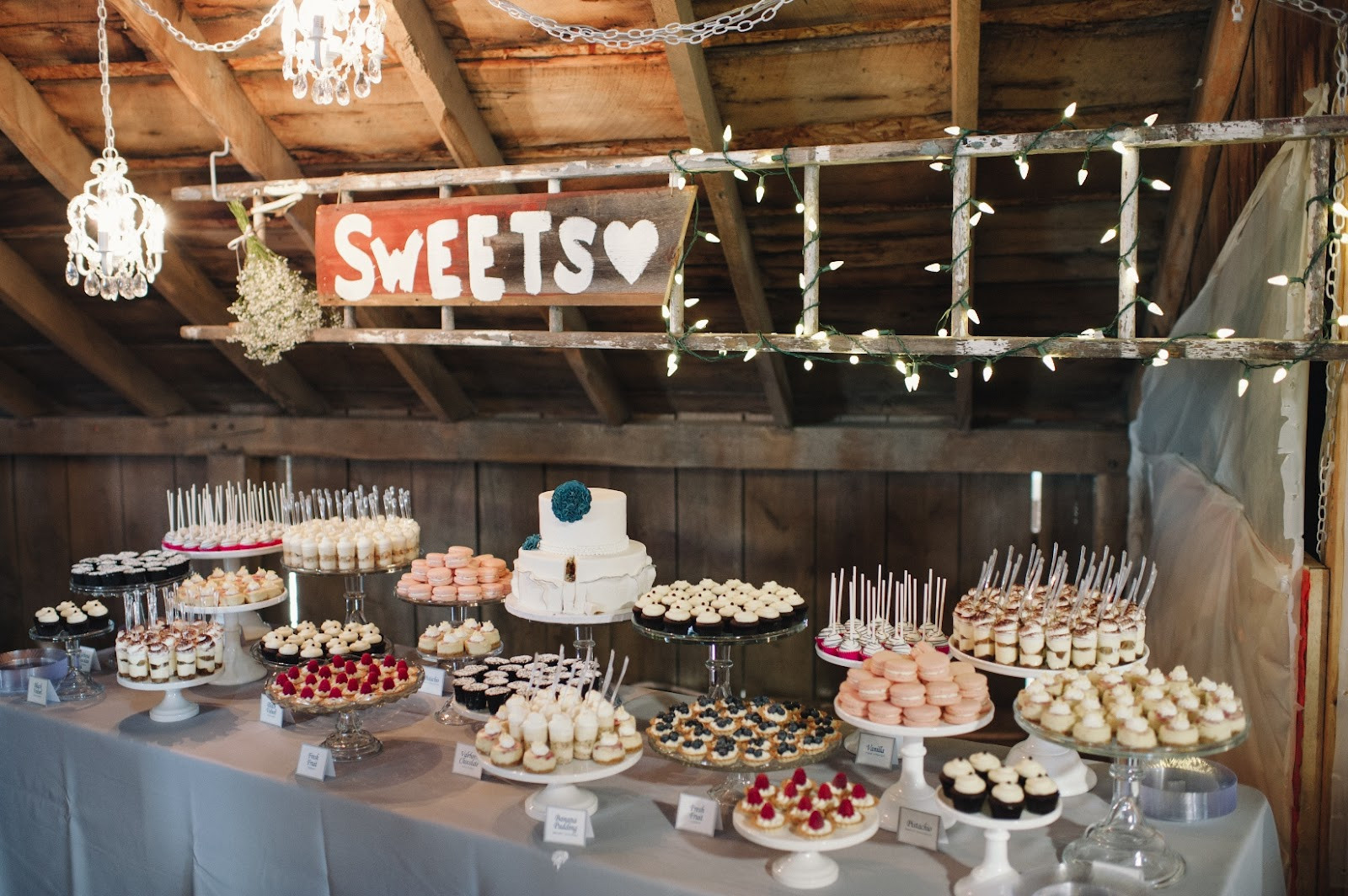 Dessert Table Wedding
 cocoa & fig Barn Wedding Mini Dessert Table and 2 Tier