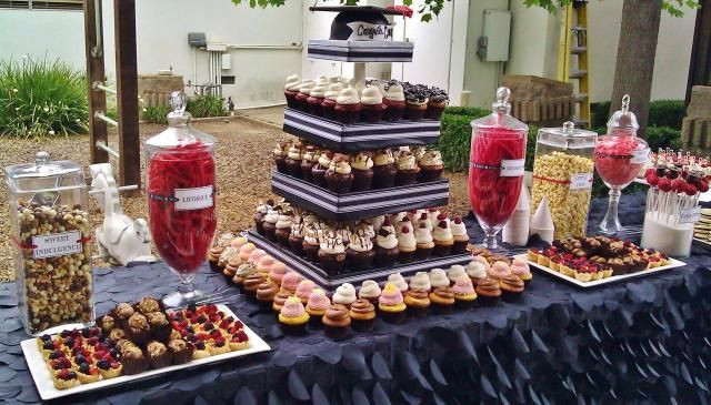 Desserts For Graduation Parties
 Red and Black Sports Graduation Dessert Table