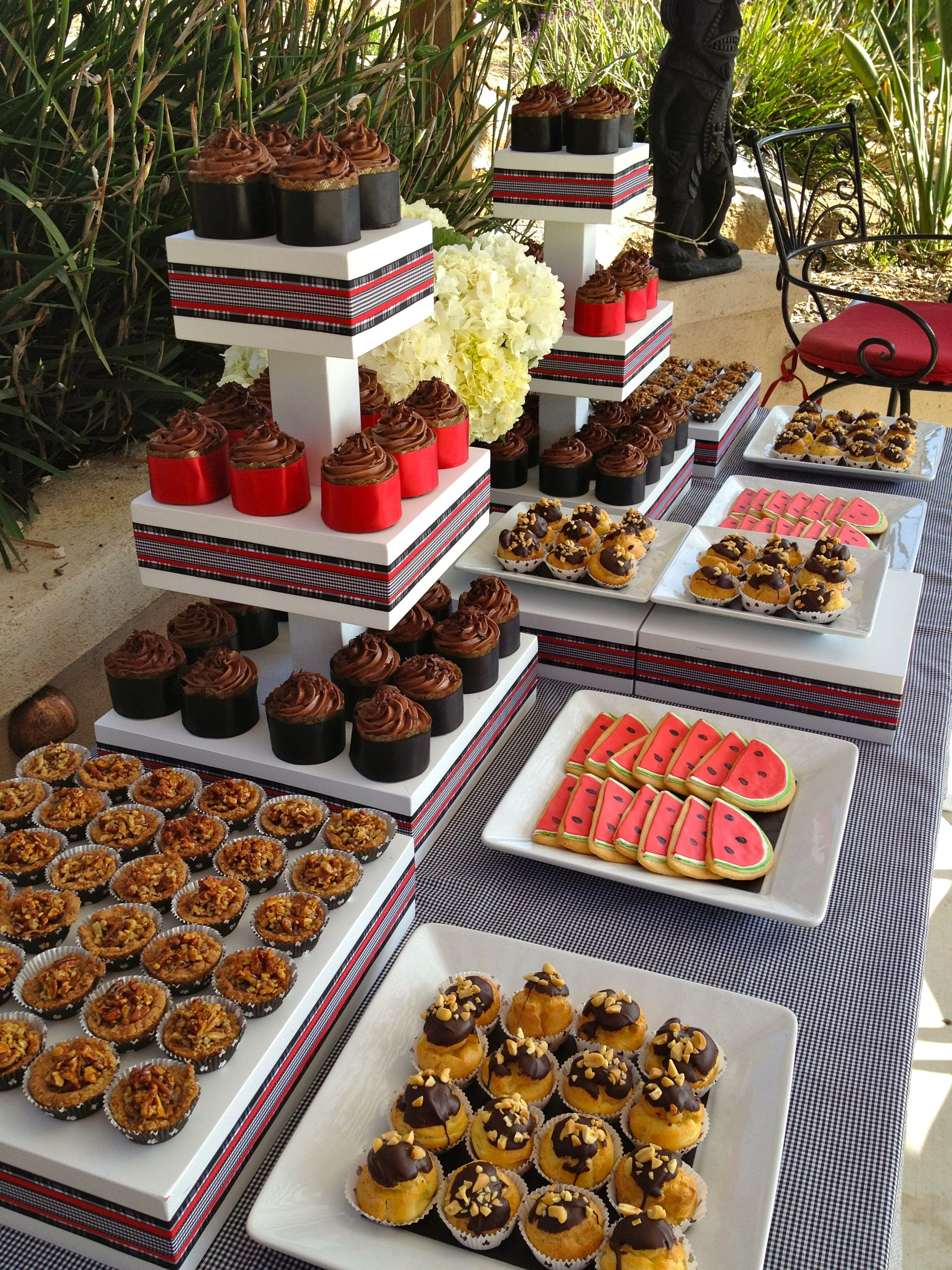 Desserts For Wedding Receptions
 Dessert table at backyard wedding reception