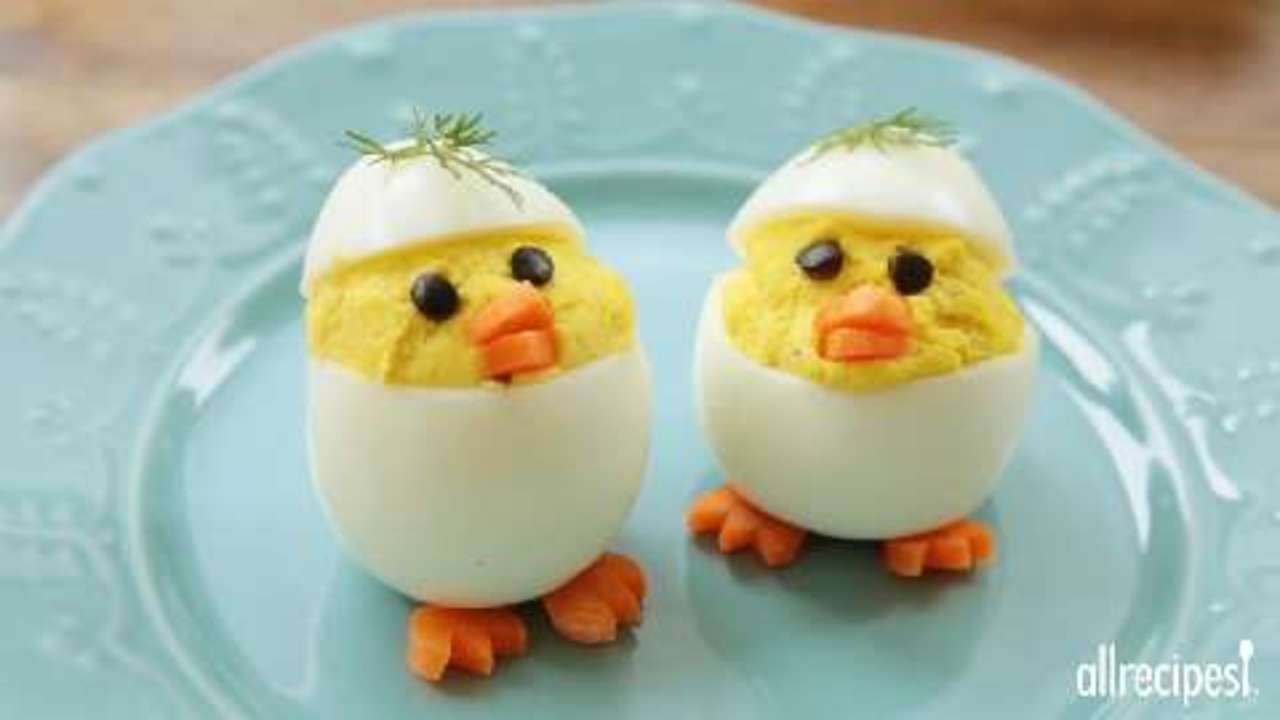 Deviled Eggs Easter
 Easter Chick Deviled Eggs Video Allrecipes