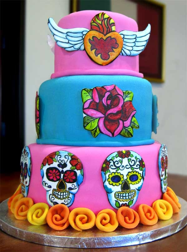 Dia De Los Muertos Wedding Cakes
 Rockabilly Wedding Cakes Dia de los Muertos Theme