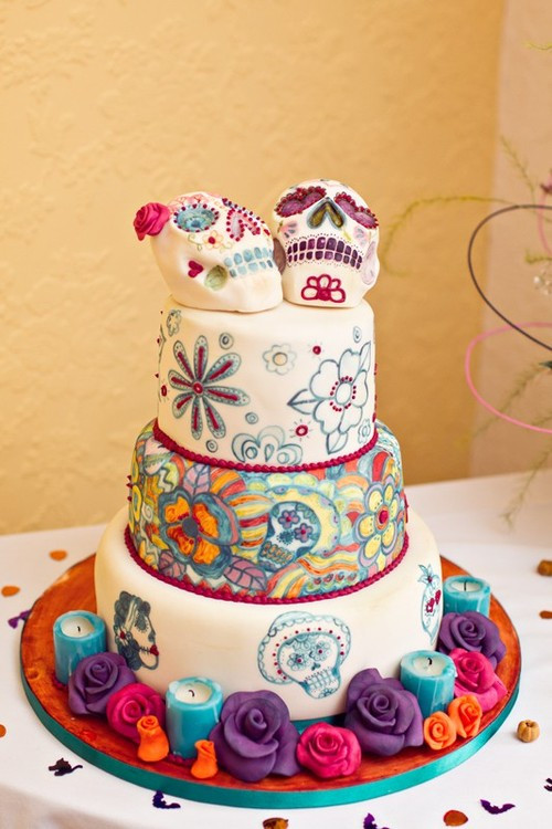 Dia De Los Muertos Wedding Cakes
 sugar skull wedding cake
