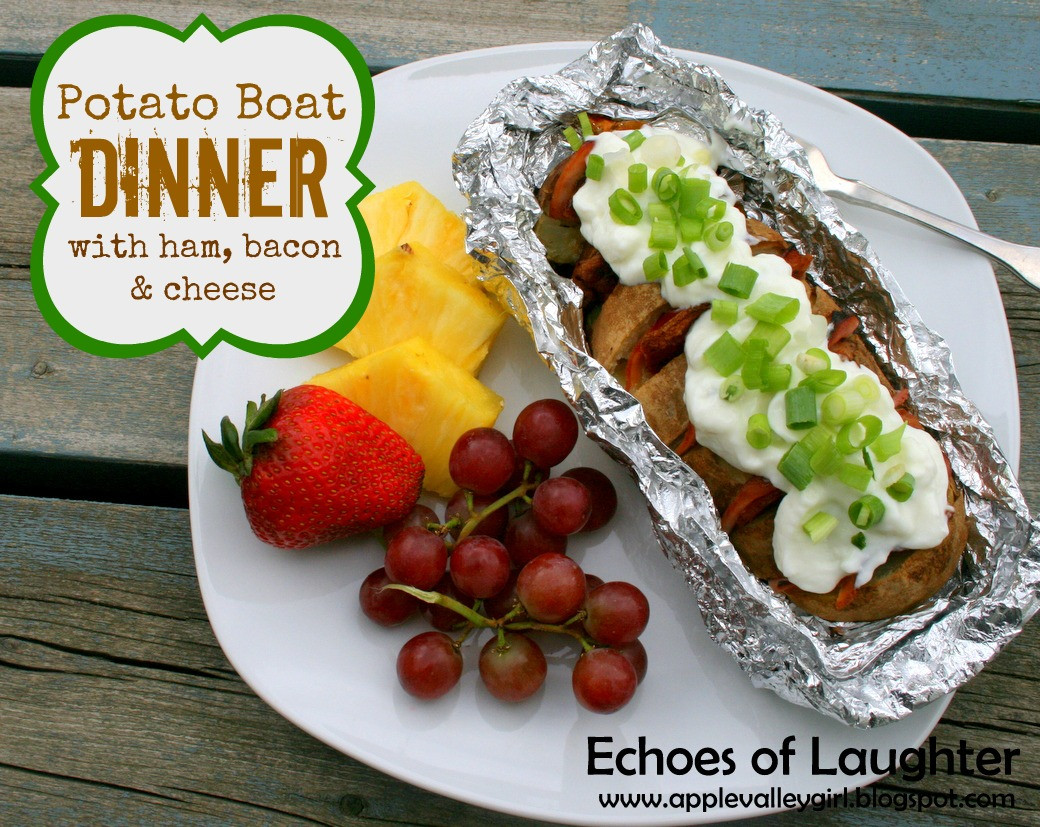 Dinner Ideas for Camping top 20 Potato Boat Dinner with Ham Cheese &amp; Bacon In Foil Packet