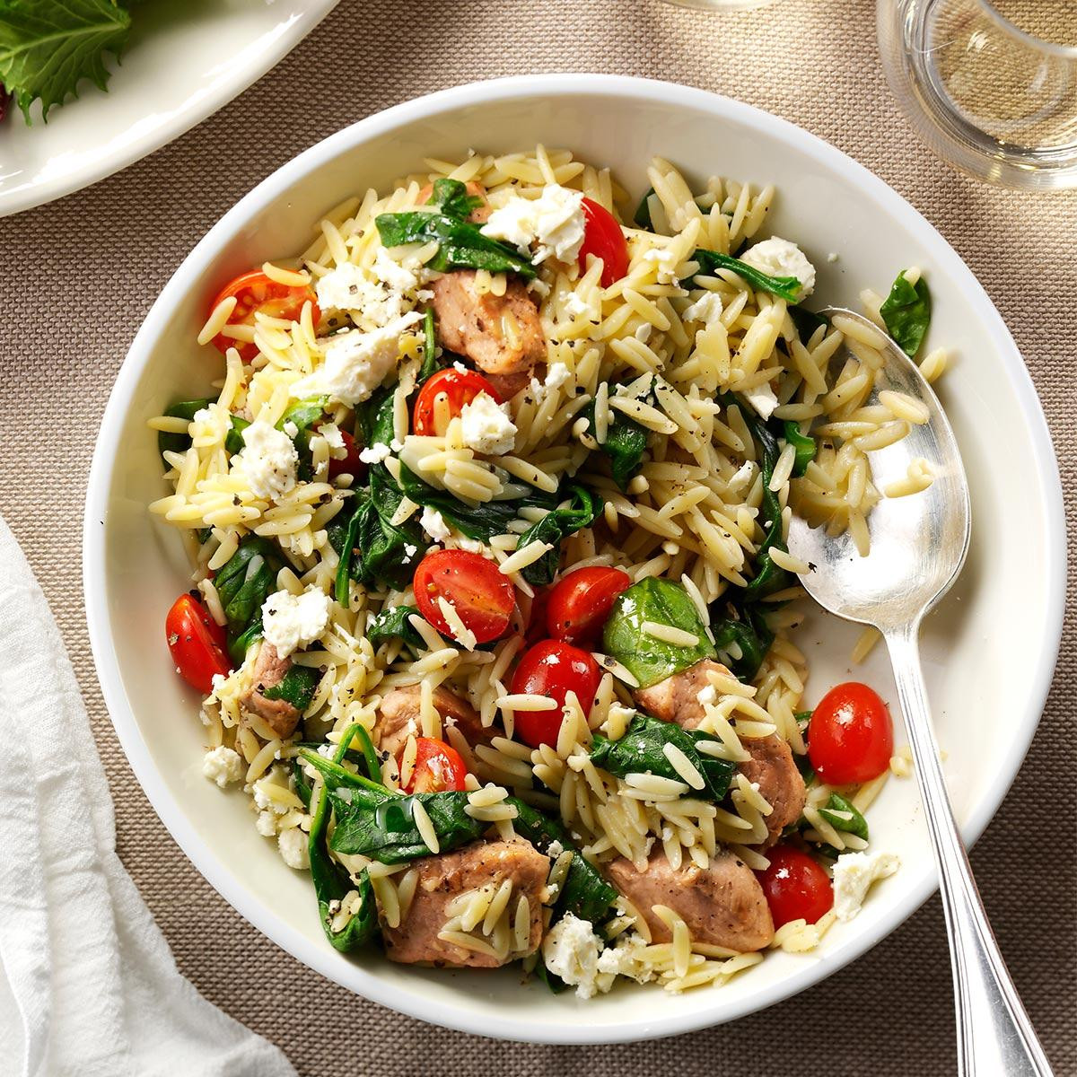 Dinner Recipe Healthy
 Mediterranean Pork and Orzo Recipe