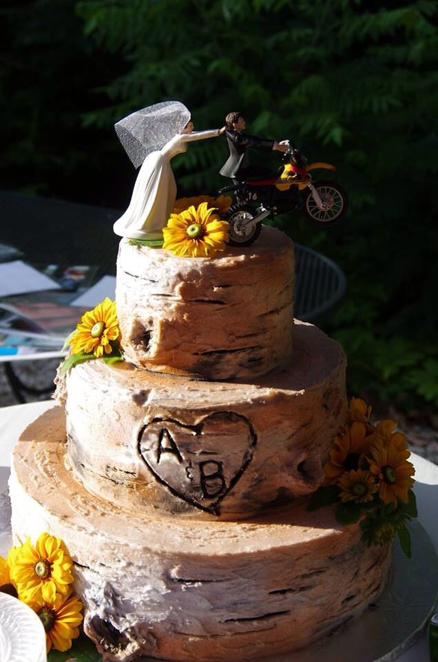 Dirt Bike Wedding Cakes
 Rustic country wedding cake tree stump Dirt bike cake