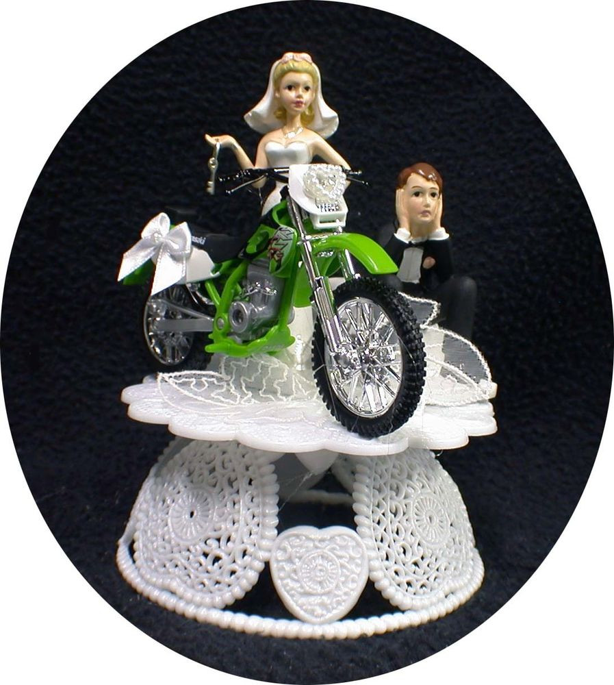Dirt Bike Wedding Cakes
 Kawasaki Wedding Cake Topper Green f road dirt bike