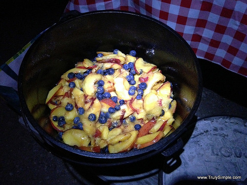 Dutch Oven Cobbler Camping
 Dutch oven cobbler over a campfire