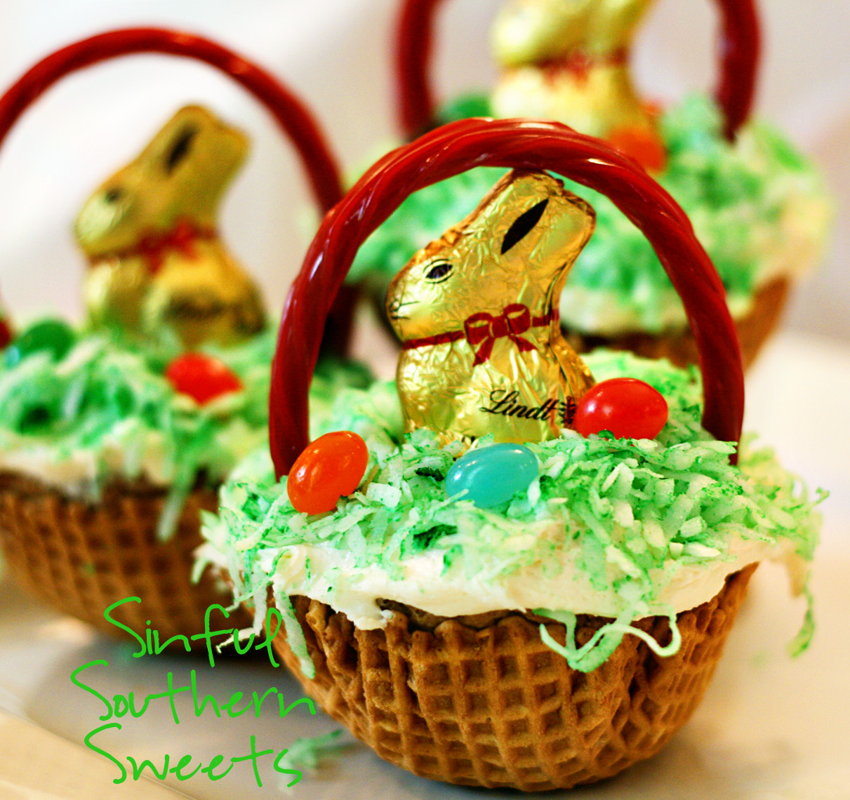 Easter Basket Cupcakes
 Sinful Southern Sweets Easter Basket Cupcakes