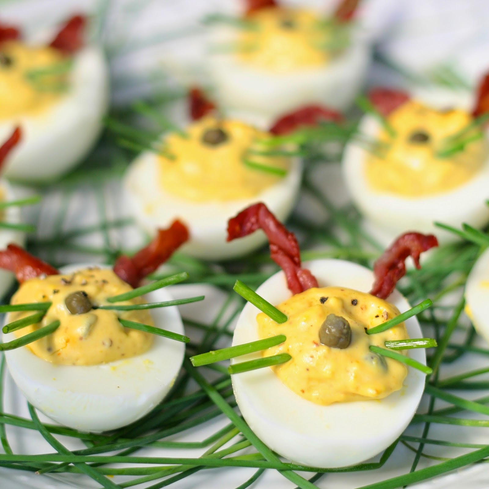 Easter Bunny Deviled Eggs
 M is for Maple Mustard Deviled Easter Eggs a foolproof