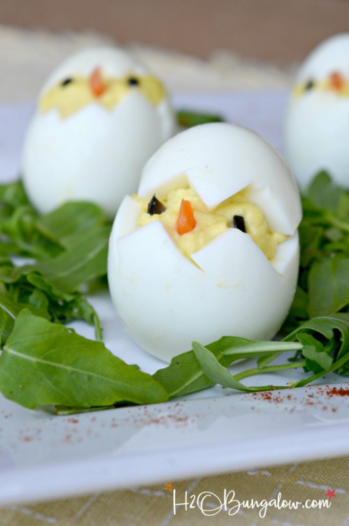 Easter Chick Deviled Eggs
 Deviled Egg Easter Chick Recipe H20Bungalow