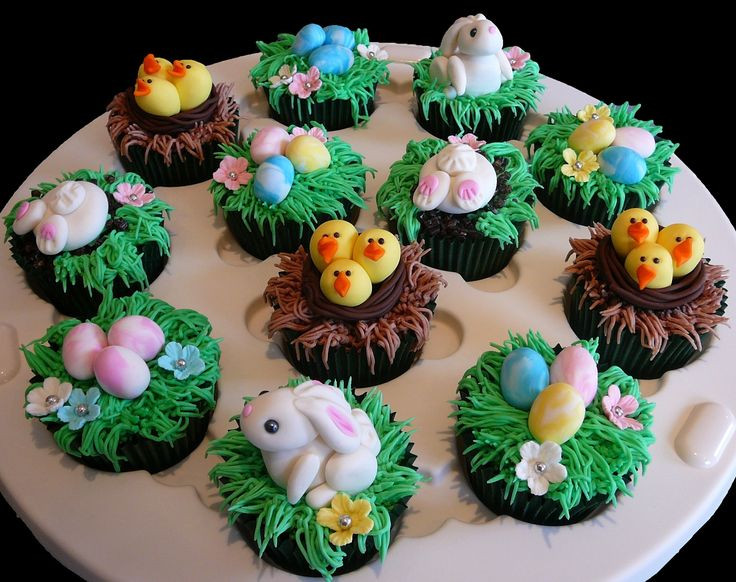 Easter Cupcakes Pinterest
 Easter Cupcakes featuring bunnies chicks in nests and