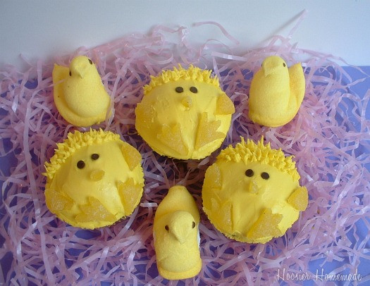 Easter Cupcakes With Peeps
 Peeps Cupcakes for Easter Cupcake Tuesday Hoosier Homemade