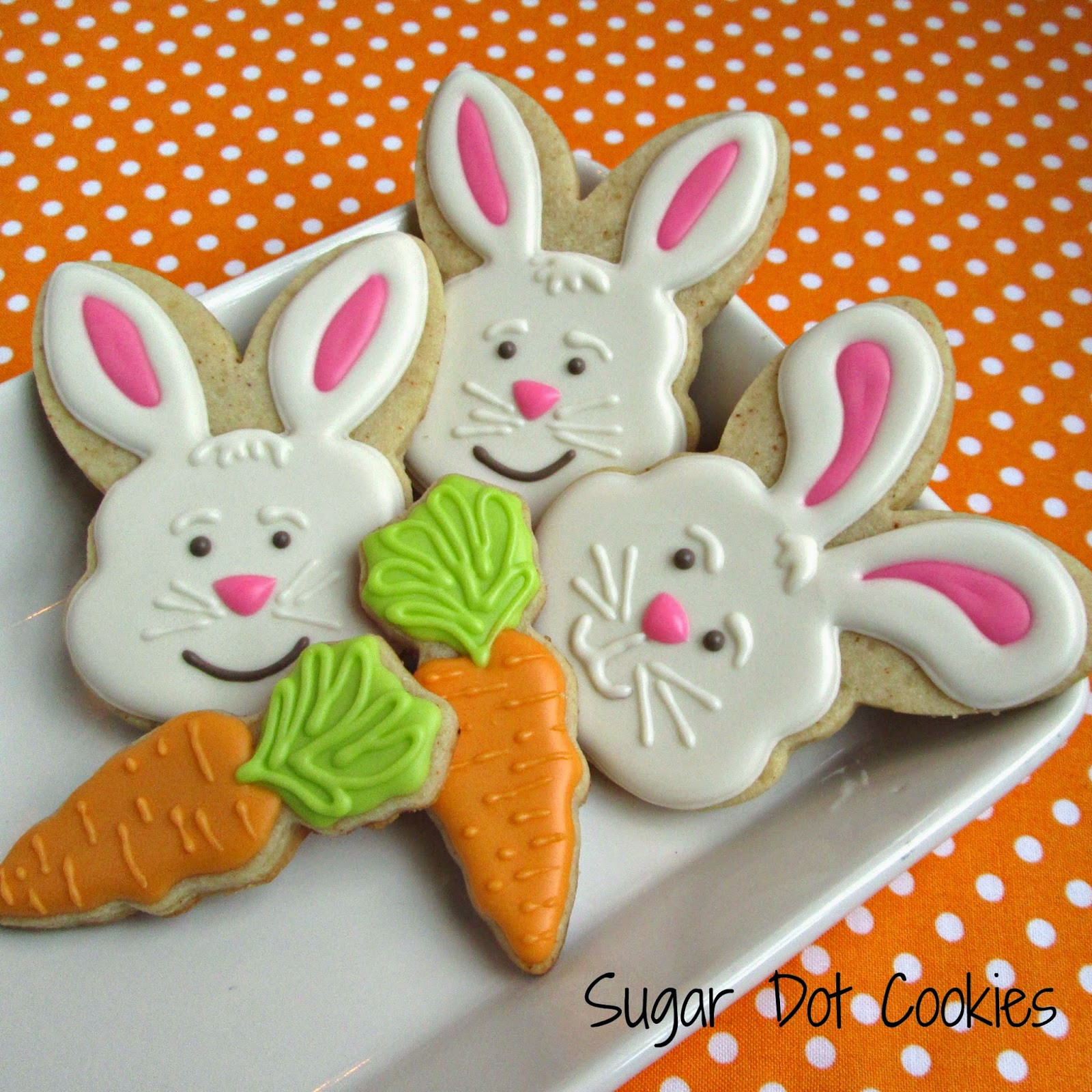 Easter Decorated Sugar Cookies
 Hatching bunnies and chicks and polka dot Easter eggs