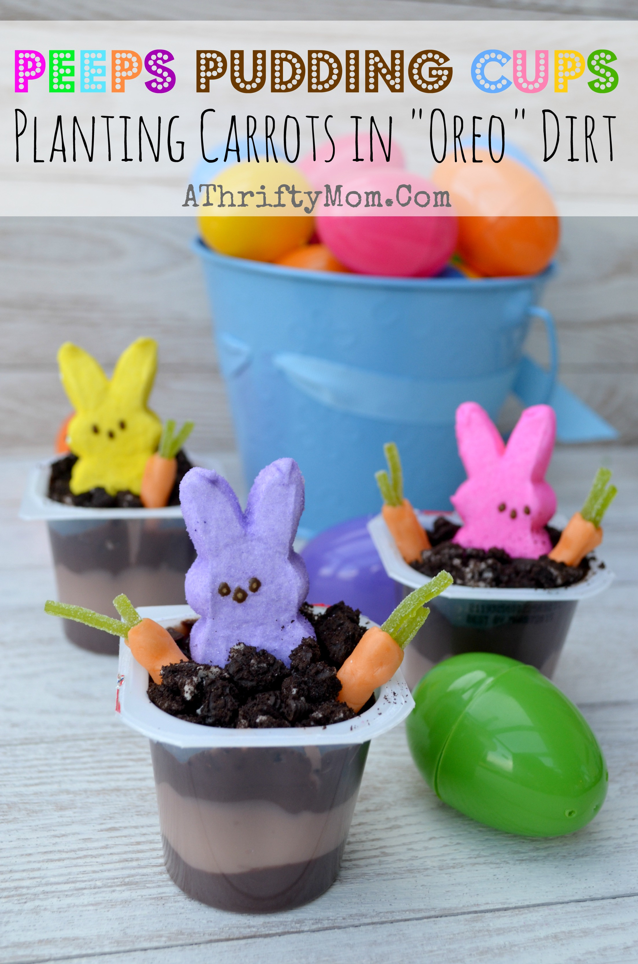 Easter Desserts With Peeps
 Peeps Pudding Cups Planting Carrots In "OREO" Dirt