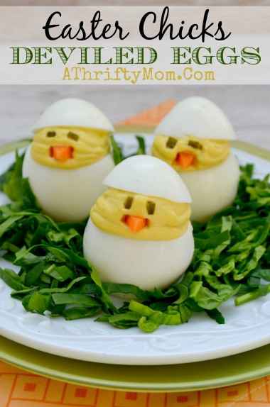 Easter Deviled Eggs Chicks
 Egg Recipes for Easter uses for leftover Easter eggs