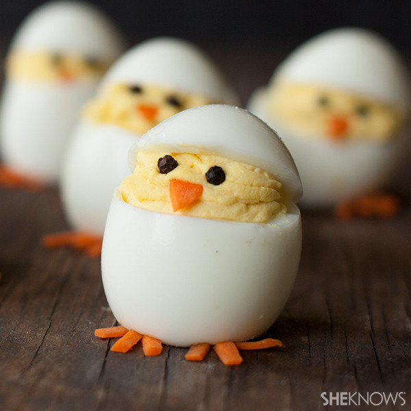 Easter Deviled Eggs Chicks
 Turn deviled eggs into adorable hatching chicks