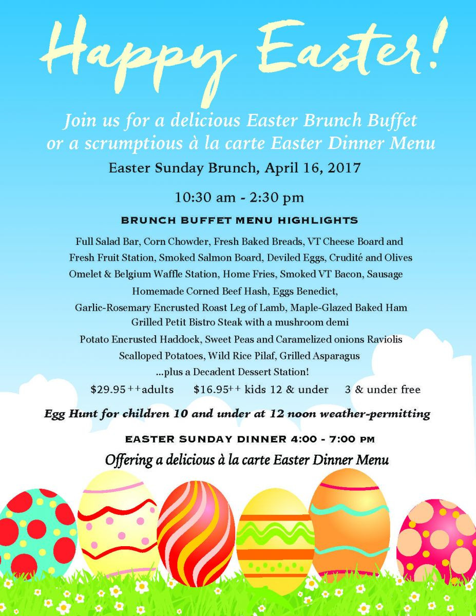 Easter Dinner Menus
 Mt Anthony Country Club Grille 802 442 2617