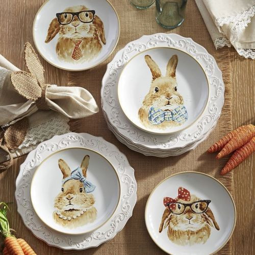 Easter Dinner Plates
 Pier 1 Imports Easter Bunny Faces 8" Salad Plates Set of 4