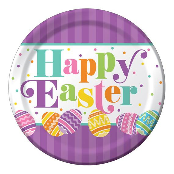 Easter Dinner Plates
 Purple Easter party dinner paper plates egg hunt party