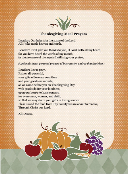 Easter Dinner Prayer Catholic
 Thanksgiving Day Meal Prayers — Family in Feast and Feria