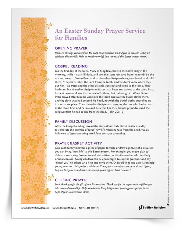 Easter Dinner Prayer Family
 Catholic Easter Resources for Families