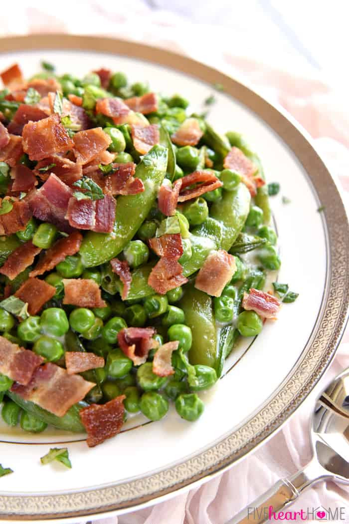 Easter Dinner Sides
 Creamy Spring Peas with Bacon Mint