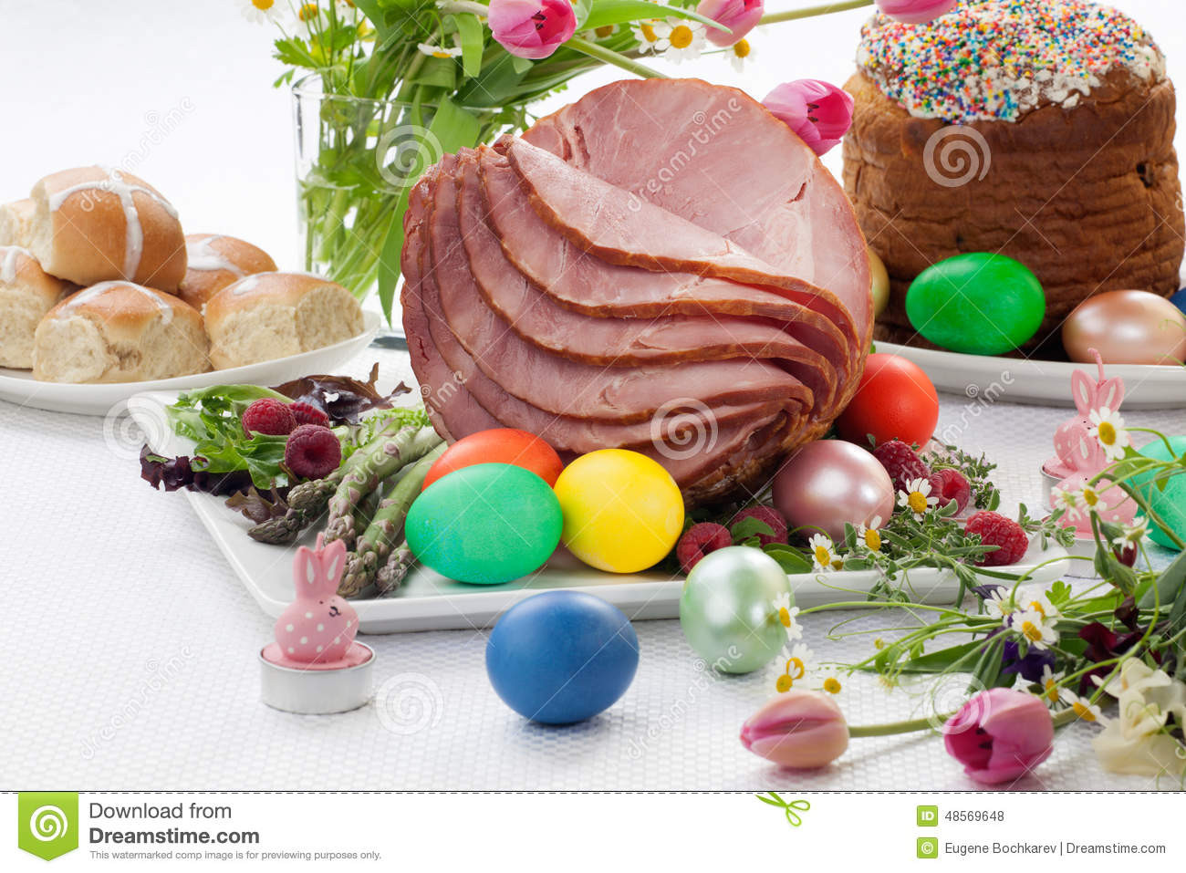 Easter Ham Dinner
 Honey Sliced Ham For Easter Stock Image of close