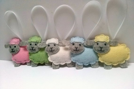 Easter Lamb Decorations
 Felt Sheep ornament wool felt Lamb ornament pastel Easter