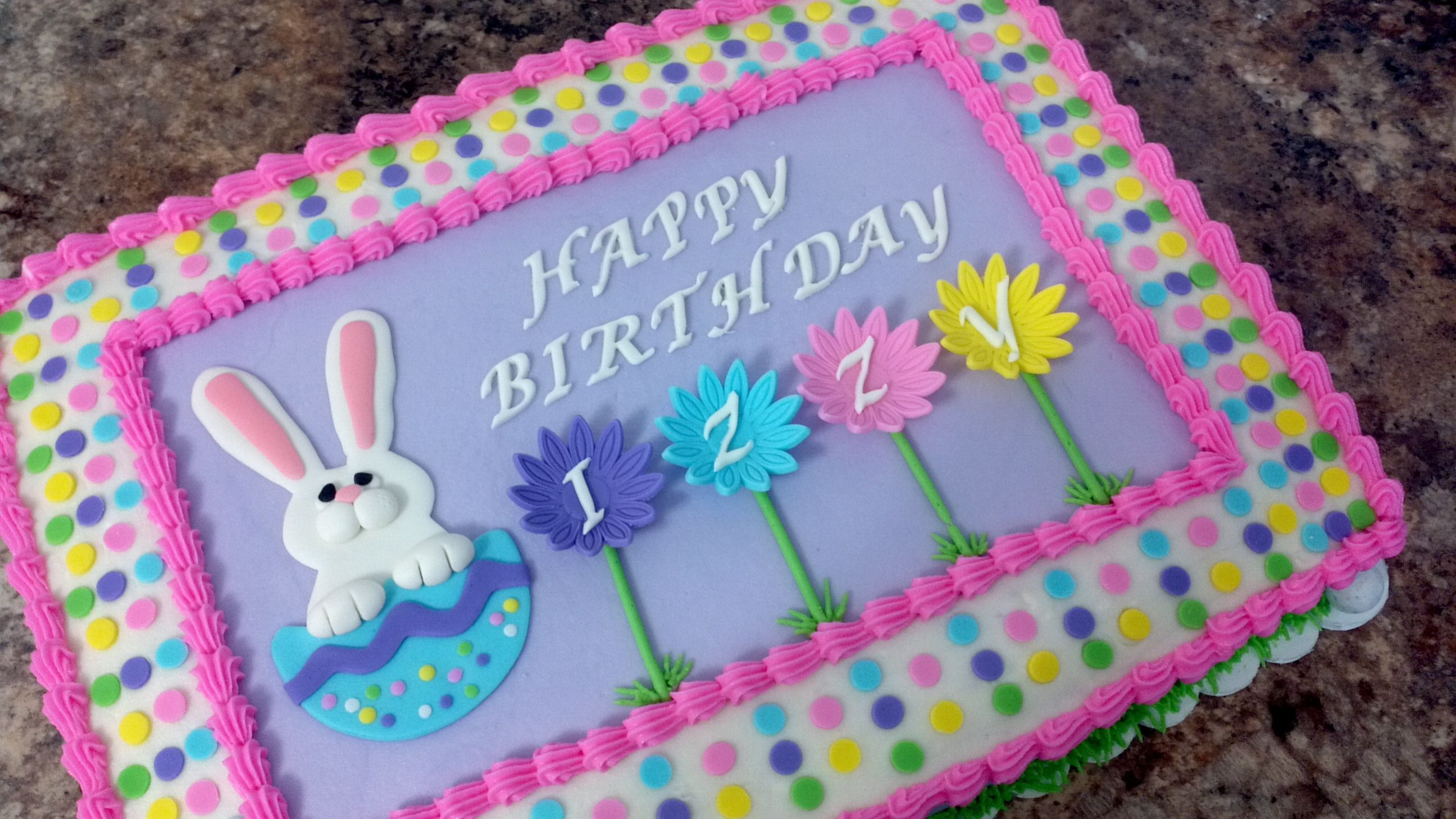 Easter Sheet Cake Ideas
 Easter theme birthday cake 1 4 sheet covered in