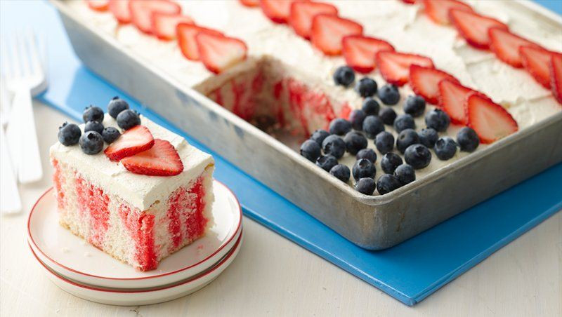 Easy 4Th Of July Dessert Recipes Red White And Blue
 Red White and Blue Poke Cake recipe from Betty Crocker