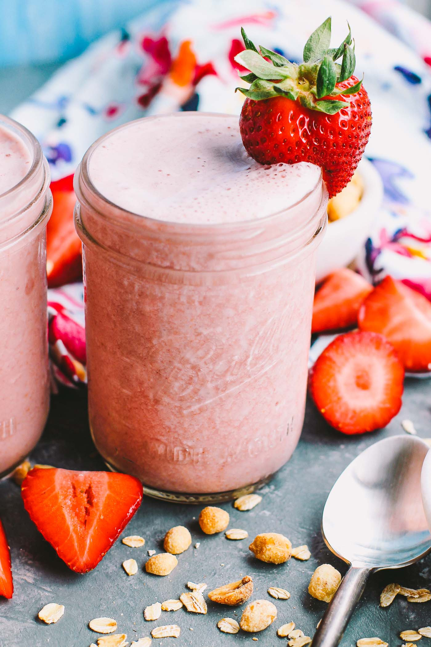 Easy Healthy Breakfast Smoothies
 strawberry pb&j protein smoothies plays well with butter
