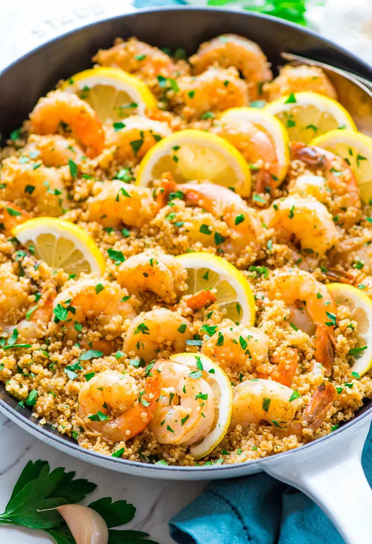 Easy Healthy Dinner Recipes
 Garlic Shrimp with Quinoa