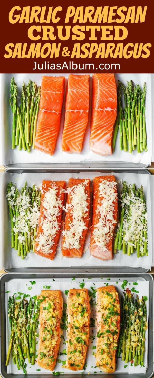 Easy Healthy Fish Recipes
 Garlic Parmesan Crusted Salmon and Asparagus easy