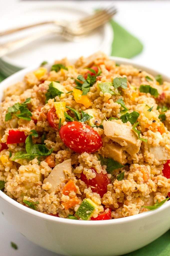Easy Healthy Quinoa Recipes
 Chicken quinoa salad with salsa hummus Family Food on