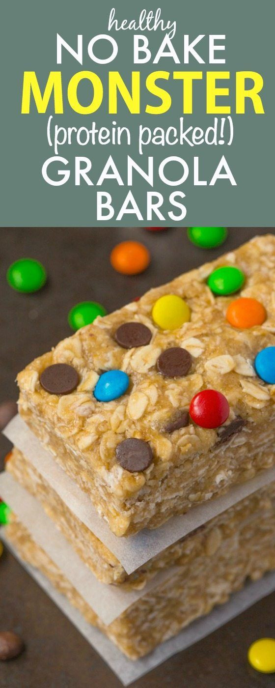 Easy Healthy Snacks Recipes
 Healthy NO BAKE Monster Cookie Protein Bars Quick and