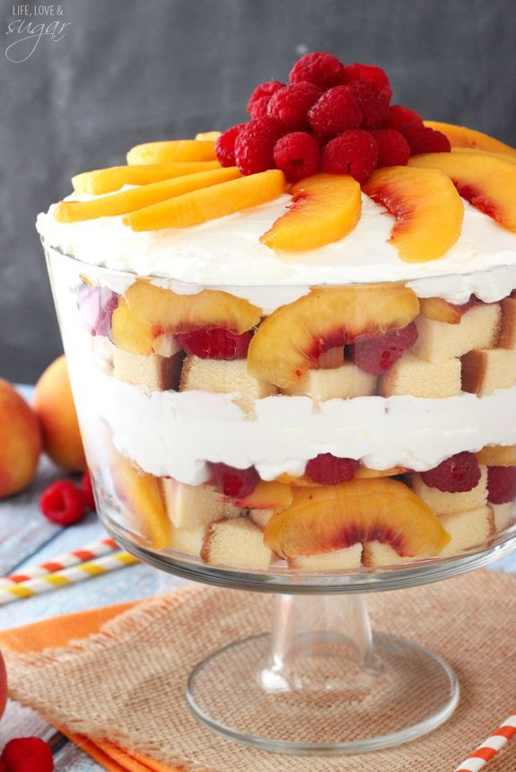 Easy Summer Dessert
 Peach Raspberry Sangria Trifle Recipe