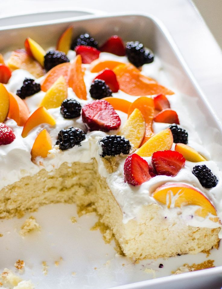 Easy Summer Dessert
 Easy Summer Cake with Fruit & Cream Recipe