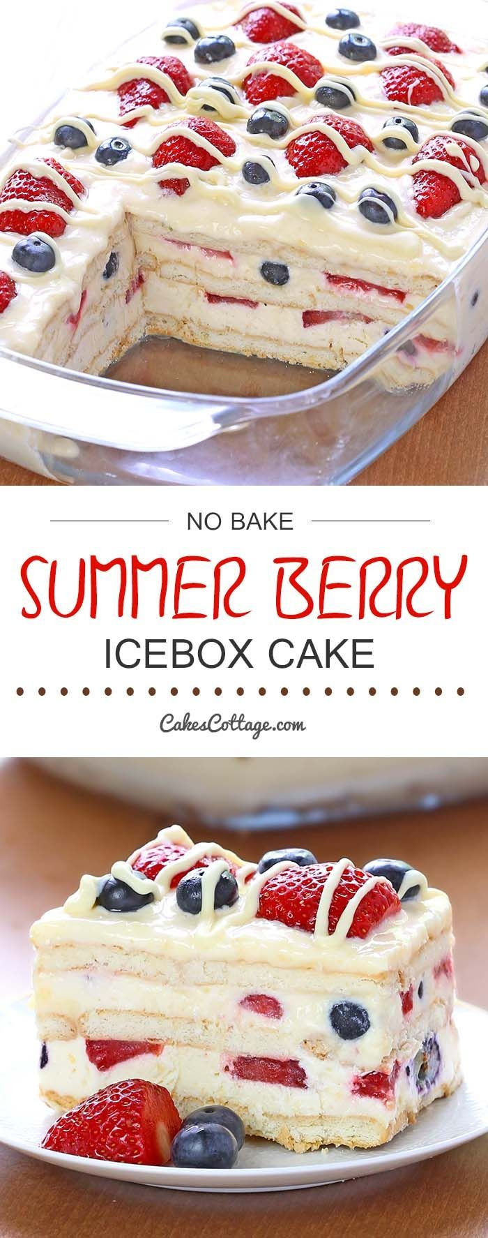 Easy Summer Desserts
 No Bake Summer Berry Icebox Cake Recipe