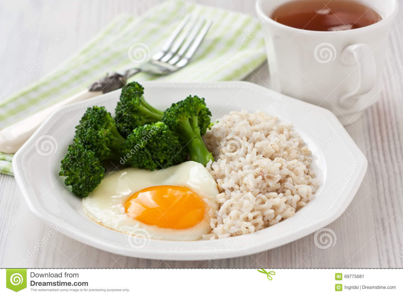 Eggs And Rice For Breakfast Healthy
 Healthy Egg Breakfast Stock Image