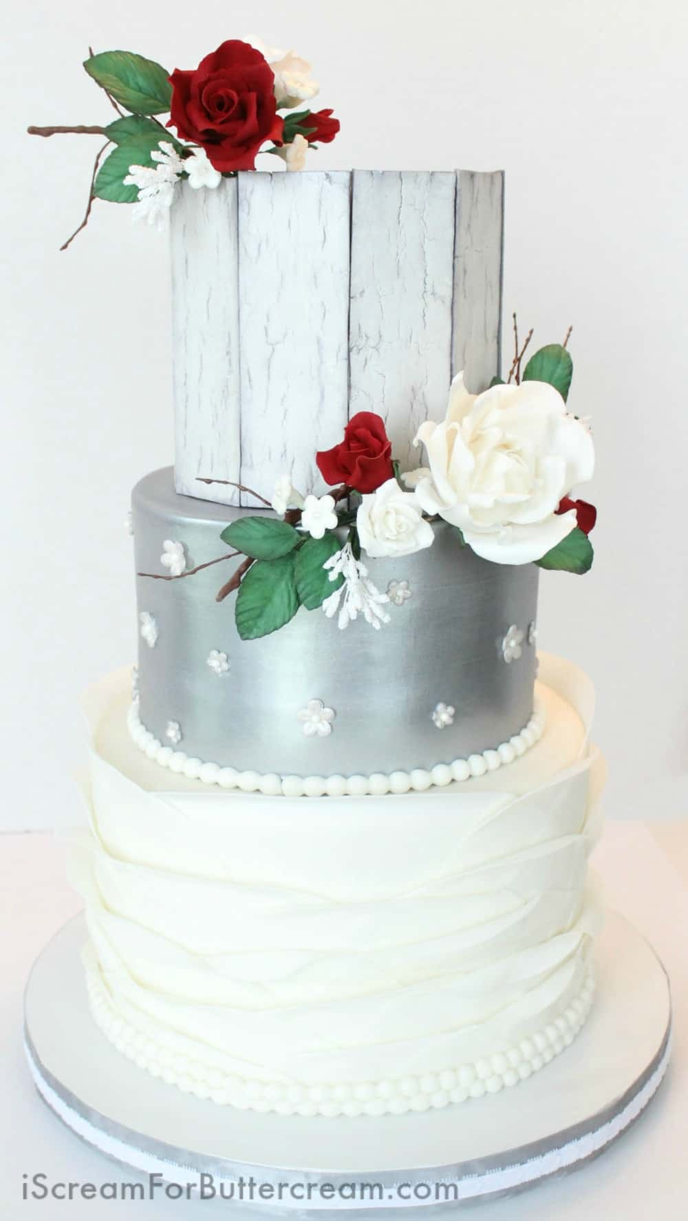 Elegant Buttercream Wedding Cakes
 Elegant Rustic Silver Wedding Cake I Scream for Buttercream