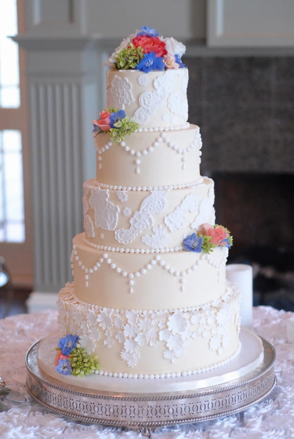 Elegant Buttercream Wedding Cakes
 Elegant Fondant Lace and Buttercream Wedding Cake cake