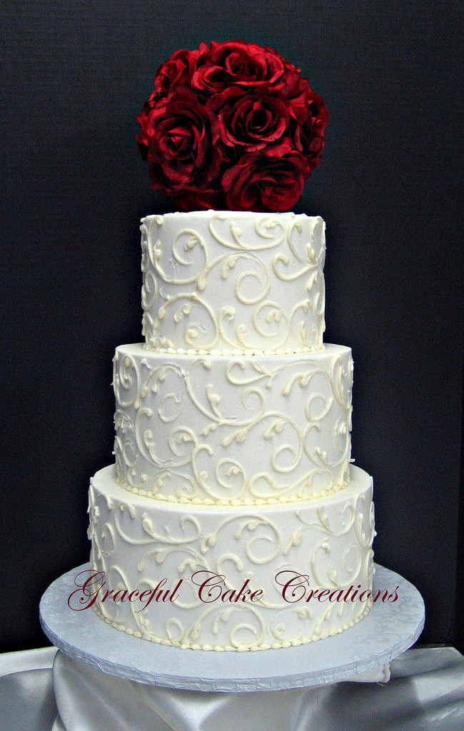 Elegant Buttercream Wedding Cakes
 Elegant White Buttercream Wedding Cake Grace Tari