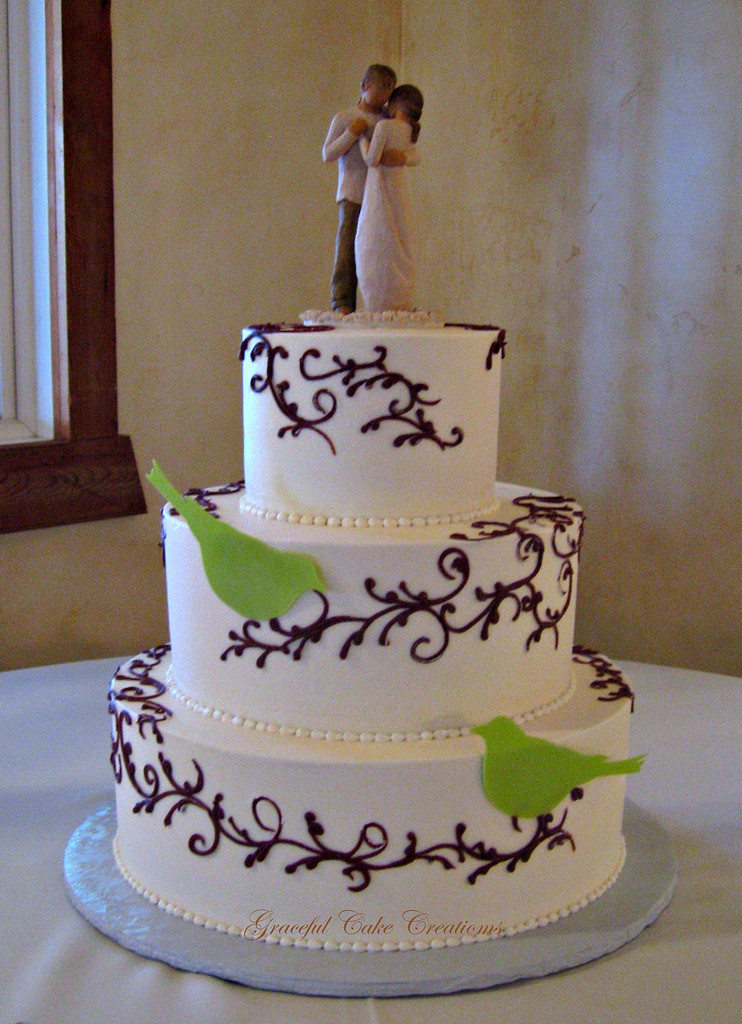 Elegant Buttercream Wedding Cakes
 Simple and Elegant Ivory Buttercream Wedding Cake with Bro