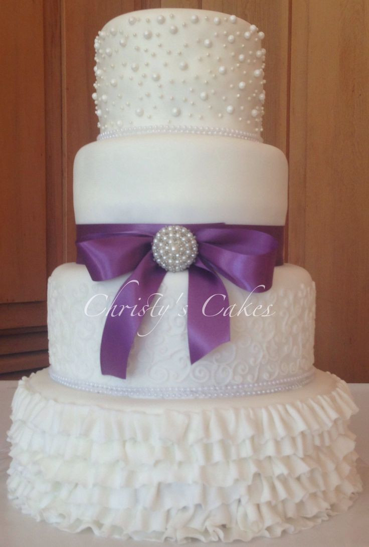 Elegant Purple Wedding Cakes
 Elegant Purple Ruffle wedding cake